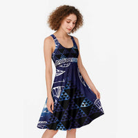Matariki New Zealand Midi Dress NZ Niho Taniwha Maori New Year Blue Galaxy