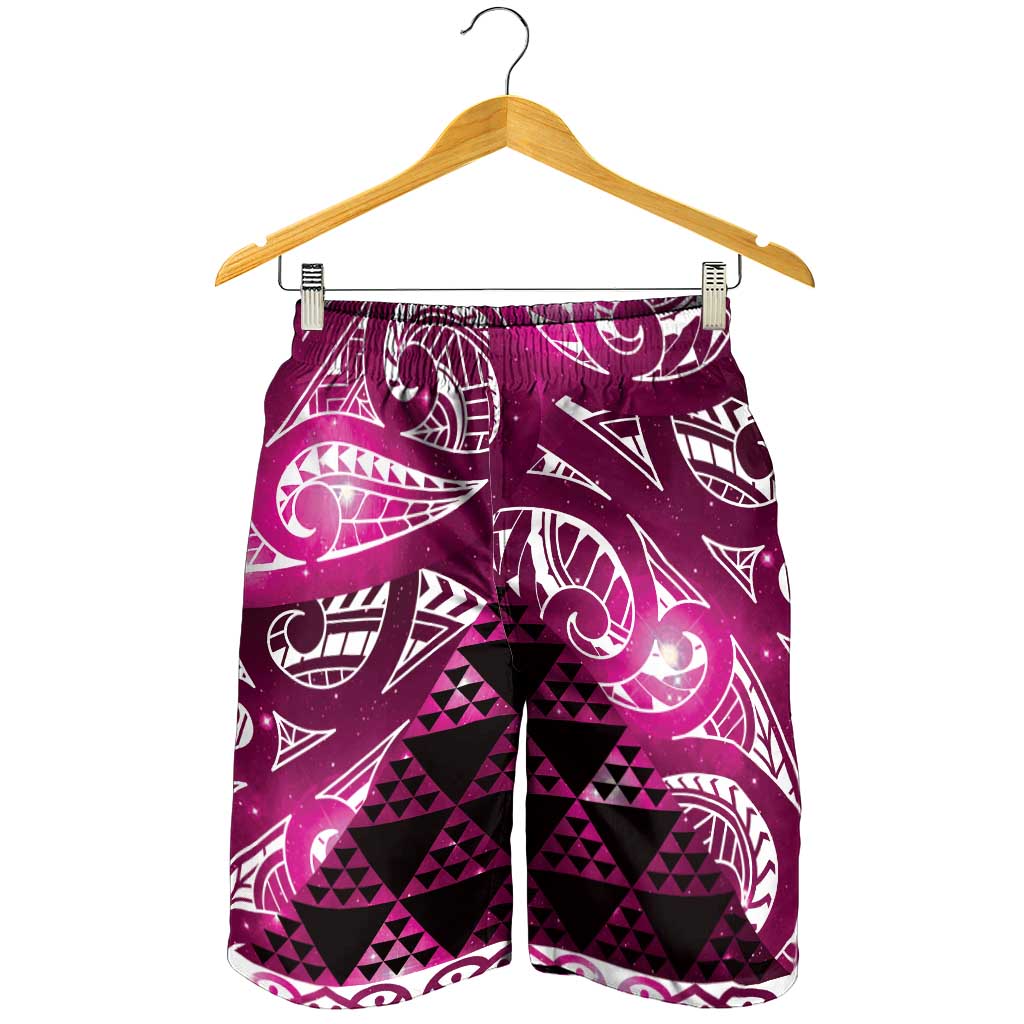 Matariki New Zealand Shorts for Men NZ Niho Taniwha Maori New Year Pink Galaxy