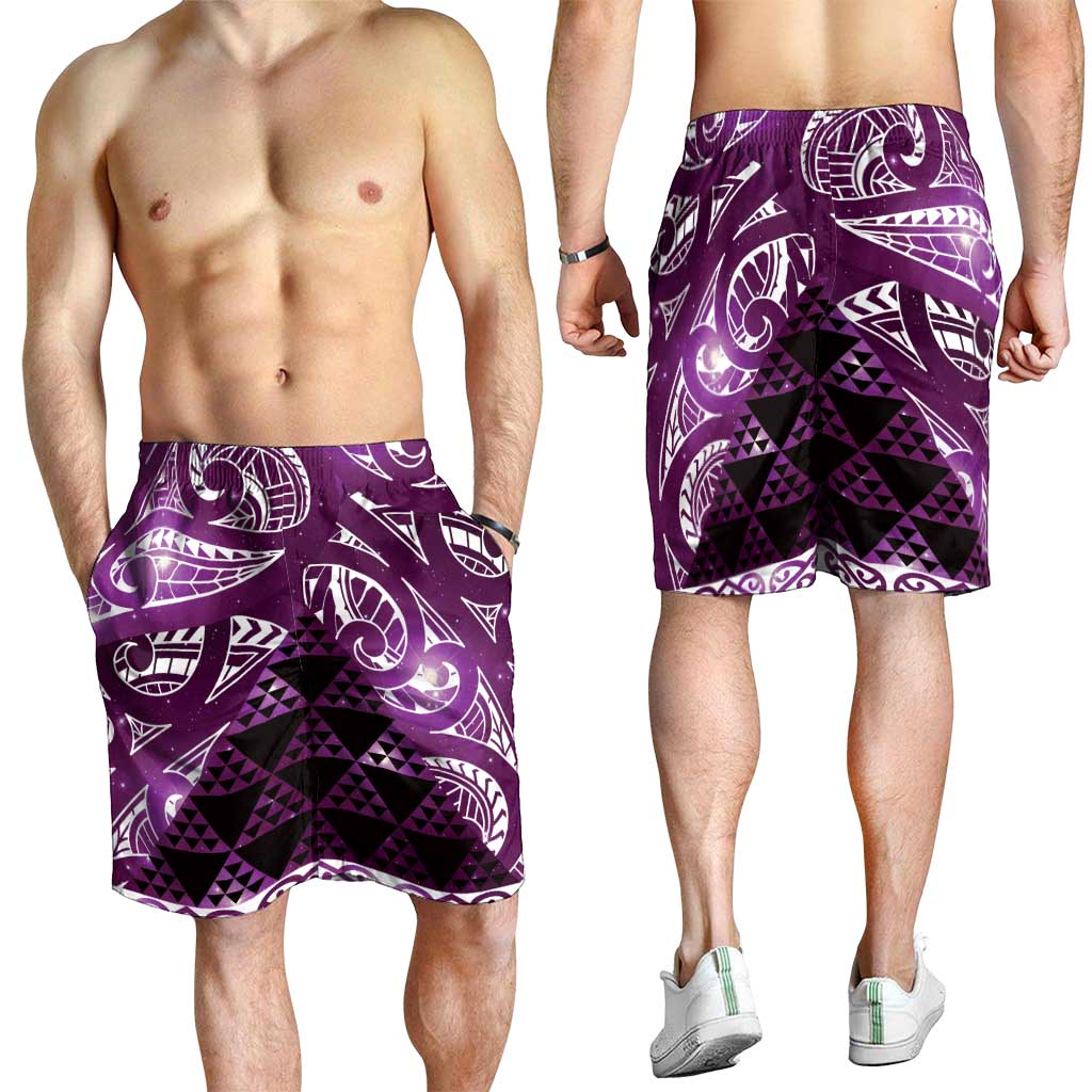 Matariki New Zealand Shorts for Men NZ Niho Taniwha Maori New Year Purple Galaxy