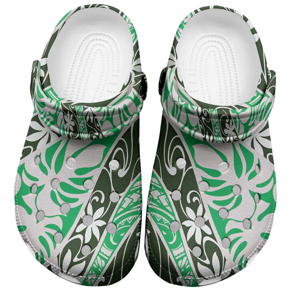 Matie Tahiti Tiare Monstera Clogs Shoes Polynesian Pattern Curve Style - Polynesian Pride