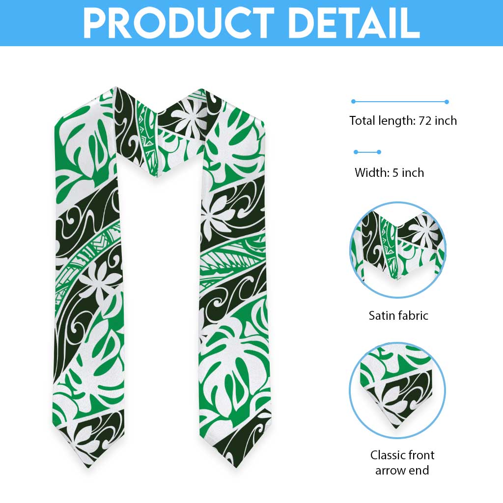Matie Tahiti Tiare Monstera Graduation Stole Polynesian Pattern Curve Style