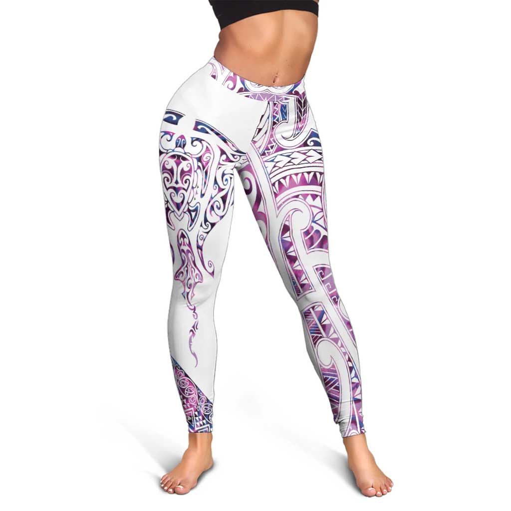 Mawhero Paua Shell Kowhaiwhai Taniko Leggings Manta Ray Shark-Turtle Maori Tribal Style