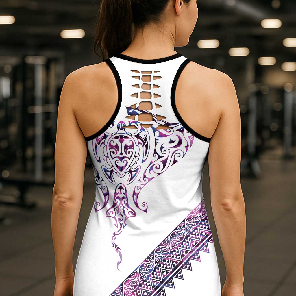 Mawhero Paua Shell Kowhaiwhai Taniko Personalised Hollow Tank Top Manta Ray Shark-Turtle Maori Tribal Style