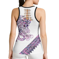 Mawhero Paua Shell Kowhaiwhai Taniko Personalised Hollow Tank Top Taniwha Maori Tribal Style