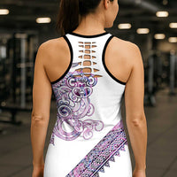 Mawhero Paua Shell Kowhaiwhai Taniko Personalised Hollow Tank Top Taniwha Maori Tribal Style