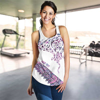 Mawhero Paua Shell Kowhaiwhai Taniko Personalised Women Racerback Tank Manta Ray Shark-Turtle Maori Tribal Style LT9 - Polynesian Pride