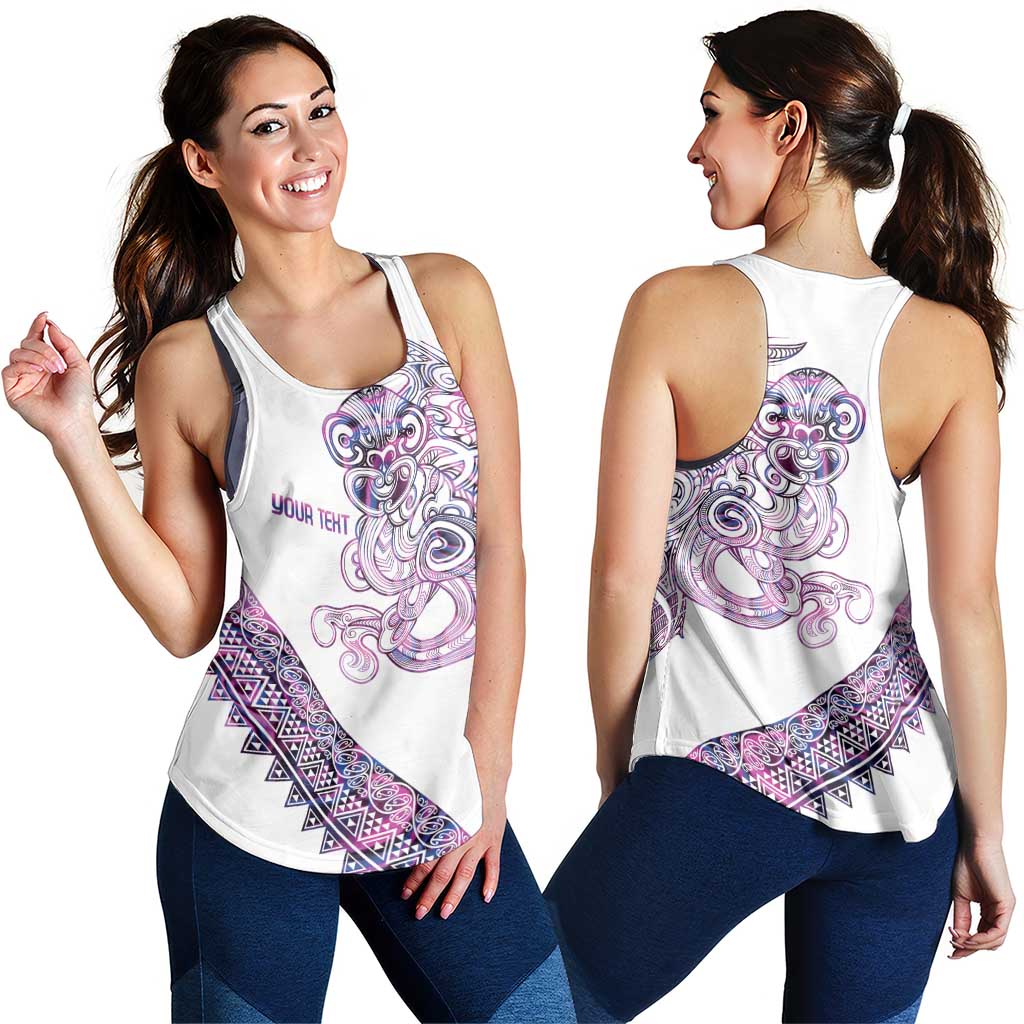 Mawhero Paua Shell Kowhaiwhai Taniko Personalised Women Racerback Tank Taniwha Maori Tribal Style