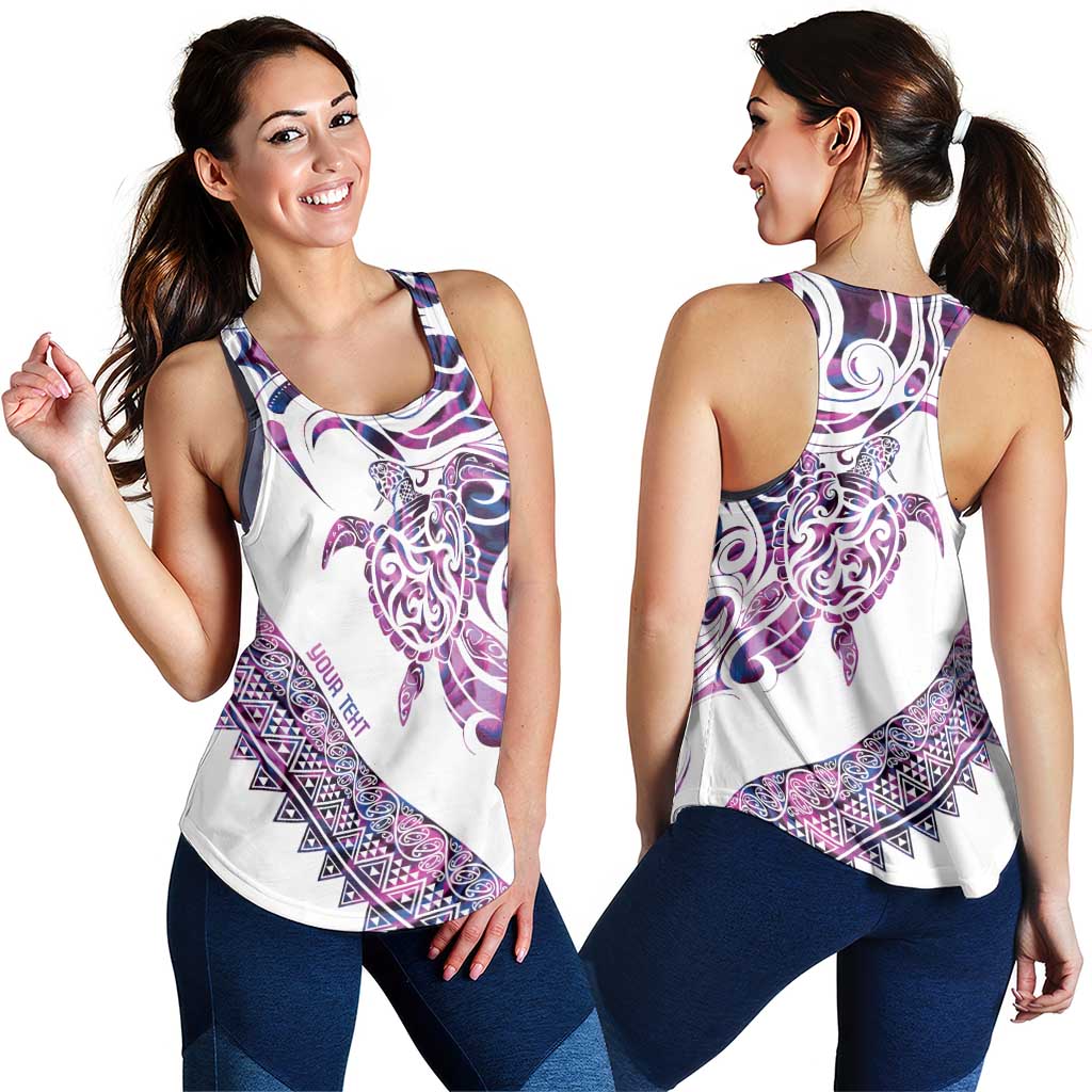 Mawhero Paua Shell Kowhaiwhai Taniko Personalised Women Racerback Tank Turtle Tattoo Maori Tribal Style
