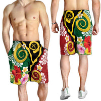 Melanesian Vanuatu Tribal Boar Tusk Shorts for Men Tropical Plants and Namele Motifs - Polynesian Pride