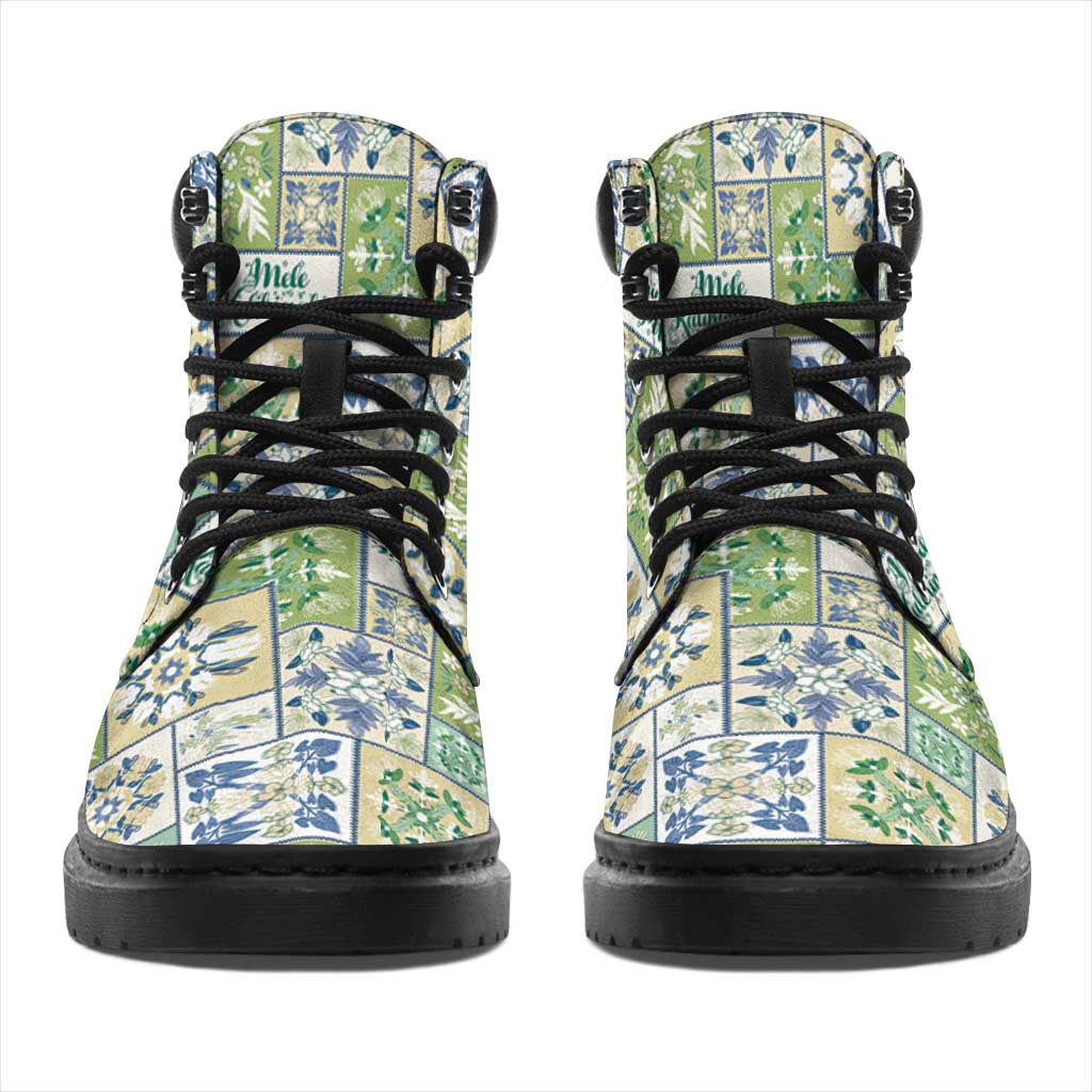 Mele Kalikimaka Hawaii Christmas All Season Boots Omaomao Seamless Floral Motif - Polynesian Pride