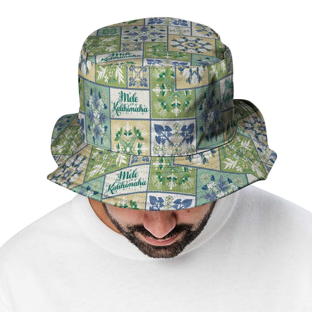 Mele Kalikimaka Hawaii Christmas Bucket Hat Omaomao Seamless Floral Motif - Polynesian Pride