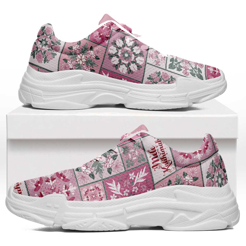 Mele Kalikimaka Hawaii Christmas Chunky Sneakers Akala Seamless Floral Motif - Polynesian Pride