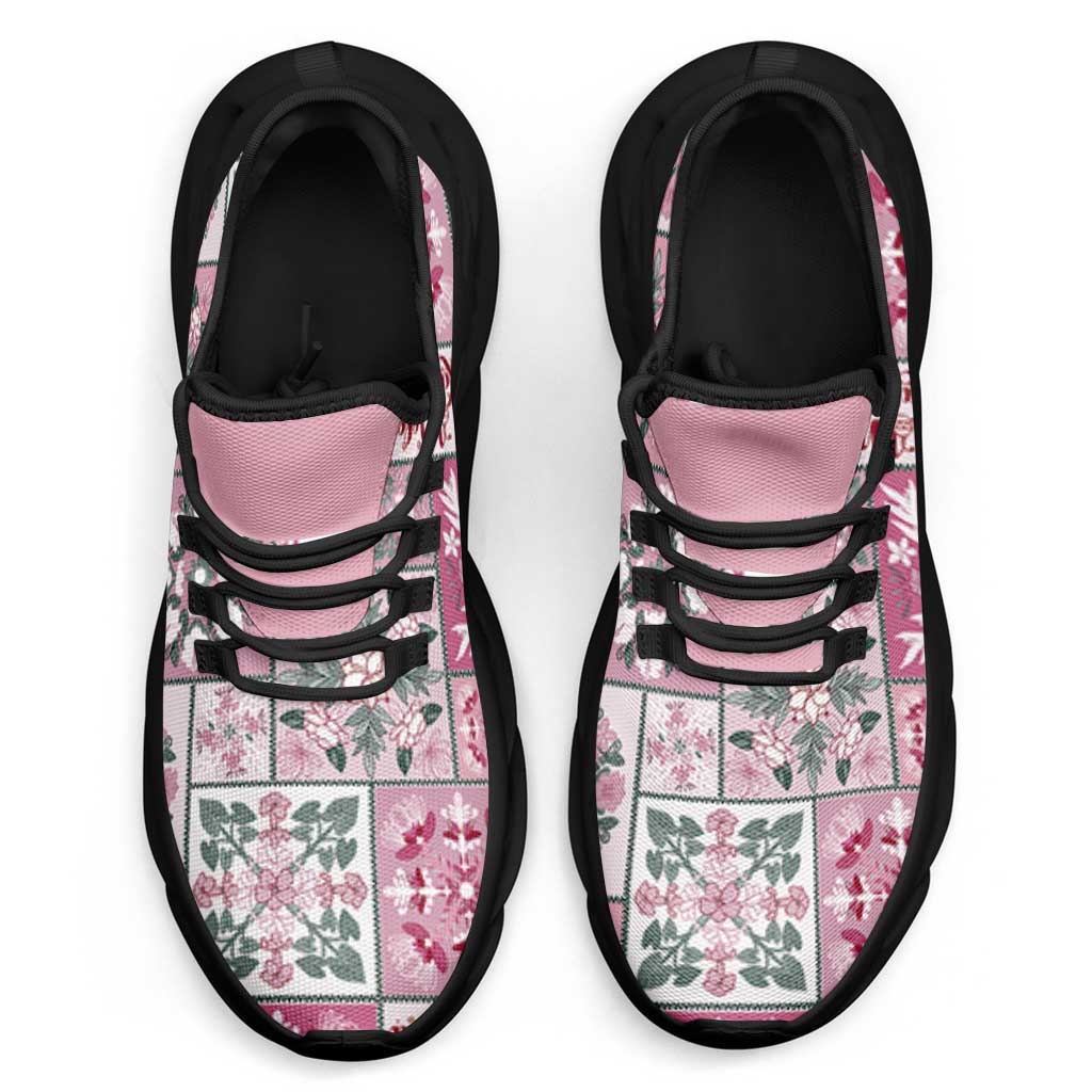 Mele Kalikimaka Hawaii Christmas Clunky Sneakers Akala Seamless Floral Motif - Polynesian Pride