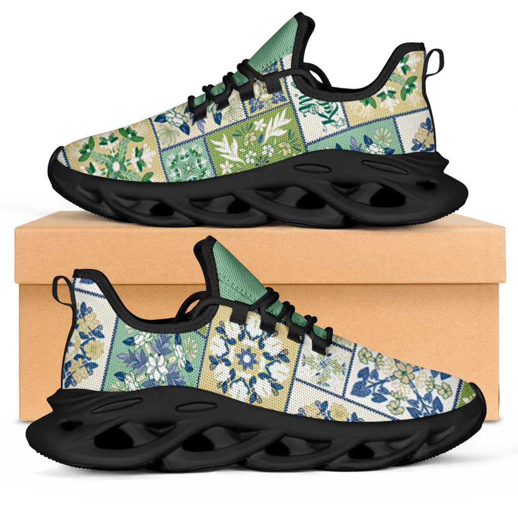 Mele Kalikimaka Hawaii Christmas Clunky Sneakers Omaomao Seamless Floral Motif - Polynesian Pride