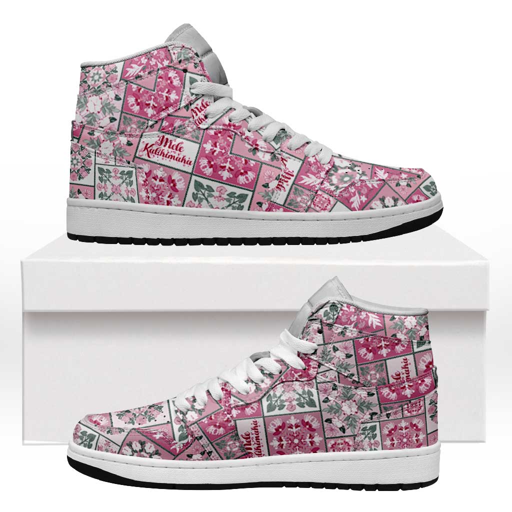 Mele Kalikimaka Hawaii Christmas High Sneakers AJ1 Akala Seamless Floral Motif LT9