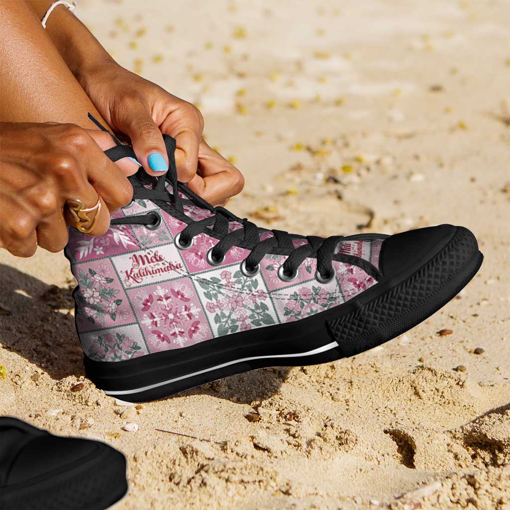 Mele Kalikimaka Hawaii Christmas High Top Shoes Akala Seamless Floral Motif - Polynesian Pride