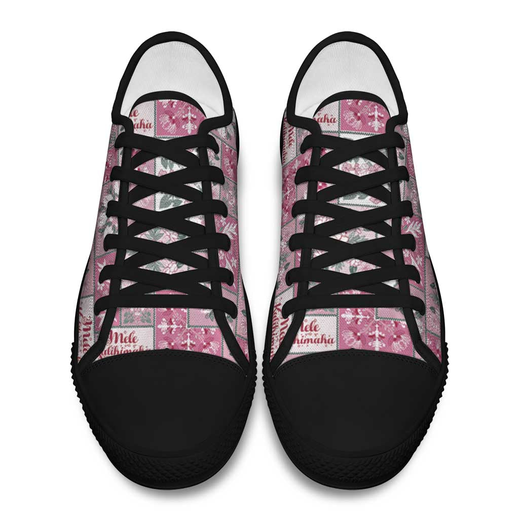 Mele Kalikimaka Hawaii Christmas Low Top Shoes Akala Seamless Floral Motif - Polynesian Pride