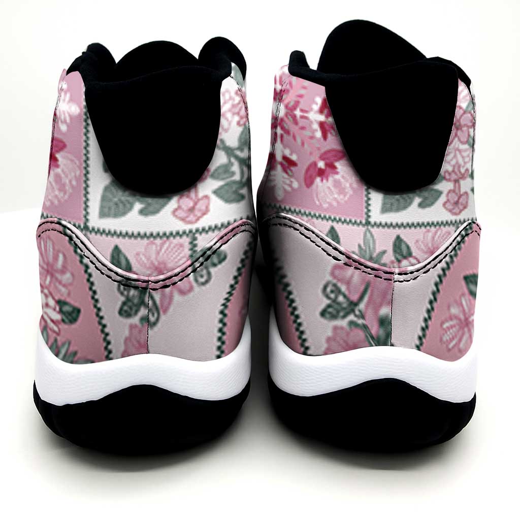Mele Kalikimaka Hawaii Christmas Sneakers J11 Akala Seamless Floral Motif - Polynesian Pride