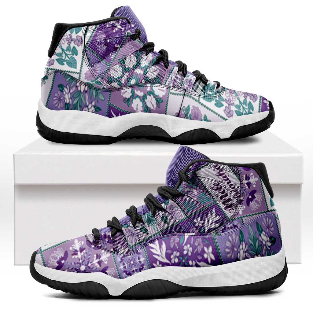 Mele Kalikimaka Hawaii Christmas Sneakers J11 Poni Seamless Floral Motif - Polynesian Pride