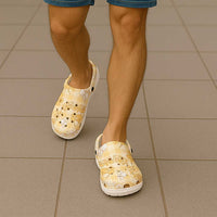 Melemele Aloha Hawaii Clogs Shoes Plumeria Lei With Palaka Motif - Polynesian Pride