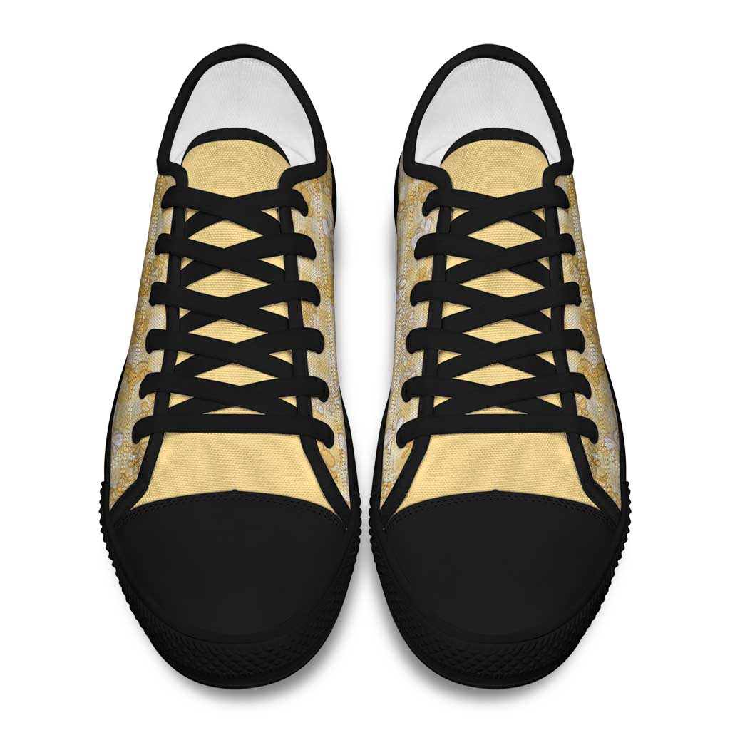 Melemele Aloha Hawaii Low Top Shoes Plumeria Lei With Palaka Motif - Polynesian Pride