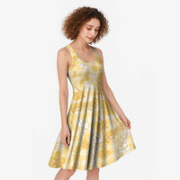 Melemele Aloha Hawaii Midi Dress Plumeria Lei With Palaka Motif - Polynesian Pride