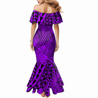 Hawaii Couples Matching Mermaid Dress and Hawaiian Shirt Purple Polynesian Tribal Art LT14 - Polynesian Pride