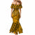Hawaii Couples Matching Mermaid Dress and Hawaiian Shirt Gold Polynesian Tribal Art LT14