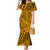 Hawaii Couples Matching Mermaid Dress and Hawaiian Shirt Gold Polynesian Tribal Art LT14