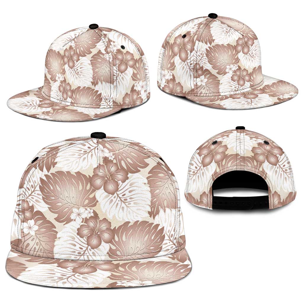 Mocha Mousse Aloha Hawaii Snapback Cap Monstera Hibiscus Plumeria Seamless Vibes - Polynesian Pride