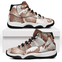 Mocha Mousse Aloha Hawaii Sneakers J11 Monstera Hibiscus Plumeria Seamless Vibes - Polynesian Pride