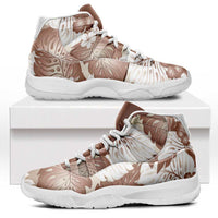 Mocha Mousse Aloha Hawaii Sneakers J11 Monstera Hibiscus Plumeria Seamless Vibes - Polynesian Pride