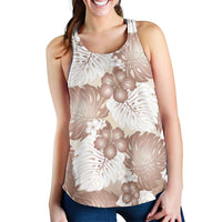 Mocha Mousse Aloha Hawaii Women Racerback Tank Monstera Hibiscus Plumeria Seamless Vibes - Polynesian Pride