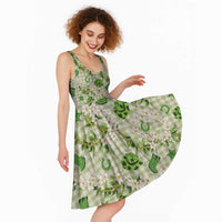 Mokihana Maile Ilima Leis Paniolo Palaka Midi Dress Hawaiian Omaomo Ala Spirit - Polynesian Pride