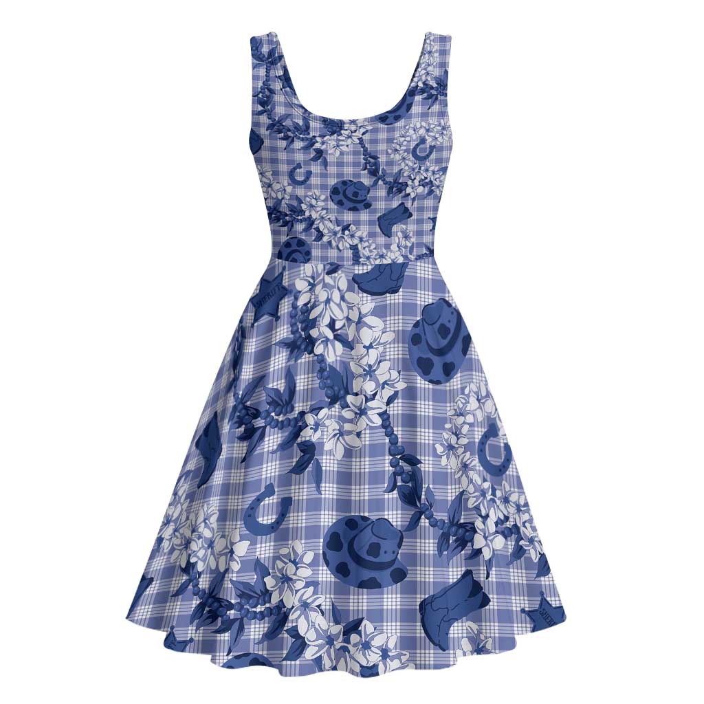 Mokihana Maile Ilima Leis Paniolo Palaka Midi Dress Hawaiian Polu Spirit - Polynesian Pride