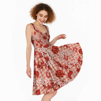 Mokihana Maile Ilima Leis Paniolo Palaka Midi Dress Hawaiian Ulaula Spirit - Polynesian Pride