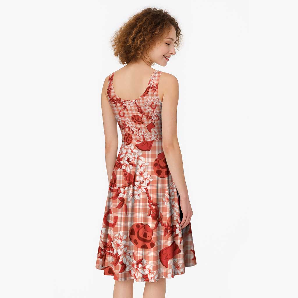 Mokihana Maile Ilima Leis Paniolo Palaka Midi Dress Hawaiian Ulaula Spirit - Polynesian Pride