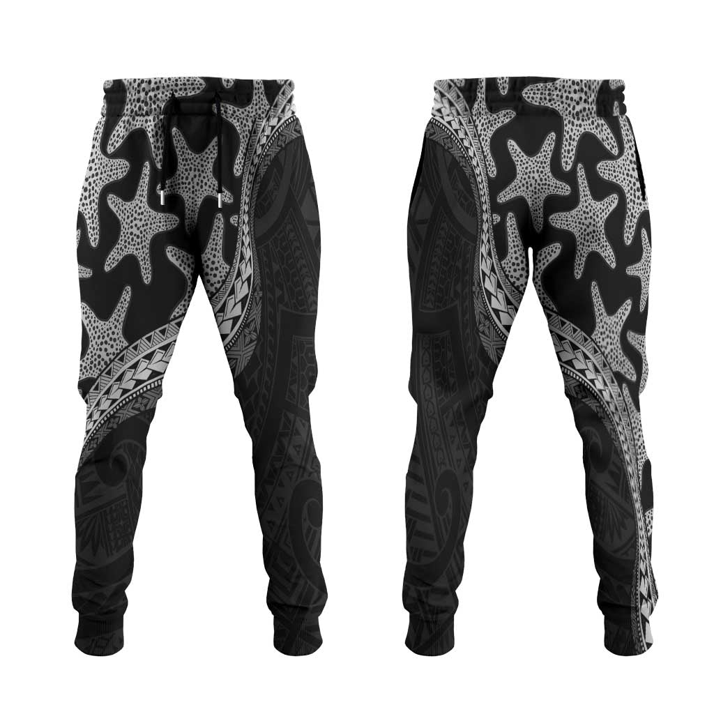 Monotone Polynesian Starfish Unique Pattern Jogger Pants LT01 Black - Polynesian Pride