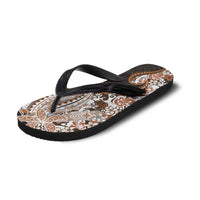 Monstera Plumeria Flowers Orange Flip Flops Polynesian Pattern