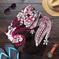 Monstera Plumeria Flowers Pink Shorts for Men Polynesian Pattern