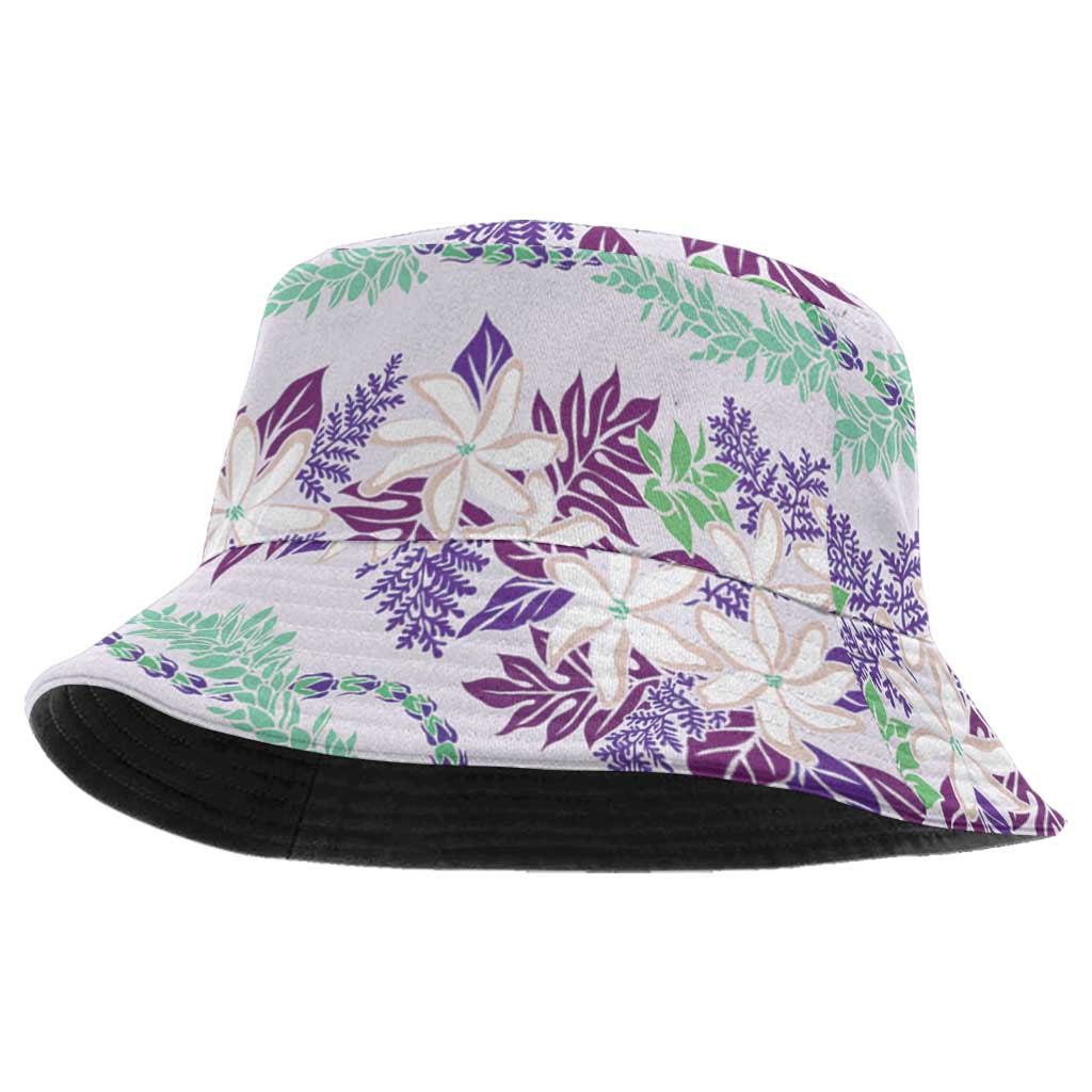 Monstera Tiare Plumeria Lei Pattern Bucket Hat Purple Version LT01 One Size Purple - Polynesian Pride