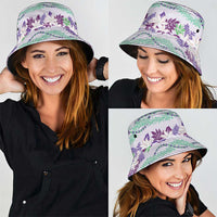 Monstera Tiare Plumeria Lei Pattern Bucket Hat Purple Version LT01 - Polynesian Pride