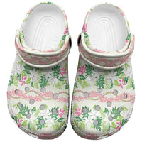 Monstera Tiare Plumeria Lei Pattern Clogs Shoes Green Version