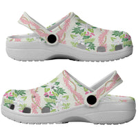 Monstera Tiare Plumeria Lei Pattern Clogs Shoes Green Version
