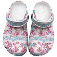 Monstera Tiare Plumeria Lei Pattern Clogs Shoes Pink Version