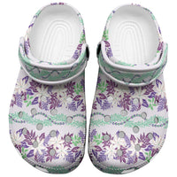 Monstera Tiare Plumeria Lei Pattern Clogs Shoes Purple Version