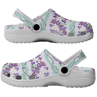 Monstera Tiare Plumeria Lei Pattern Clogs Shoes Purple Version