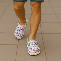 Monstera Tiare Plumeria Lei Pattern Clogs Shoes Purple Version