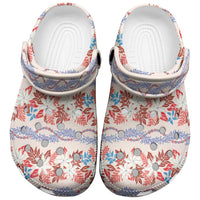 Monstera Tiare Plumeria Lei Pattern Clogs Shoes Red Version