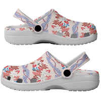 Monstera Tiare Plumeria Lei Pattern Clogs Shoes Red Version